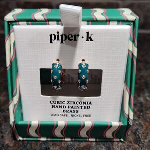 Piper K Green and Gold Accented Hoop Earrings